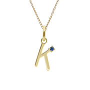 Initial Blue Sapphire Letter Necklace In 9ct Yellow Gold