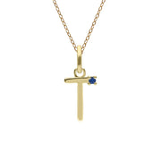 Initial Blue Sapphire Letter Necklace In 9ct Yellow Gold