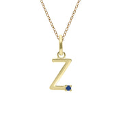 Initial Blue Sapphire Letter Necklace In 9ct Yellow Gold