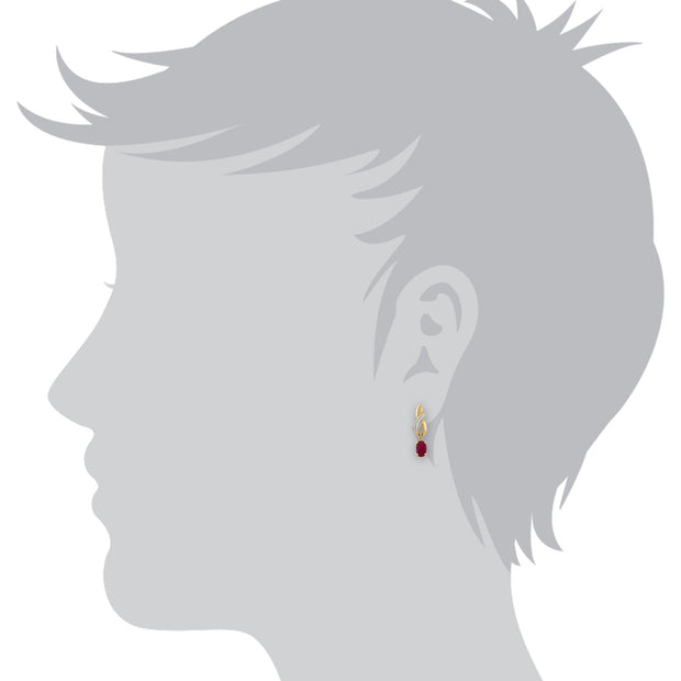 Classic Oval Ruby & Diamond Twist Drop Earrings & Pendant Set Image 3