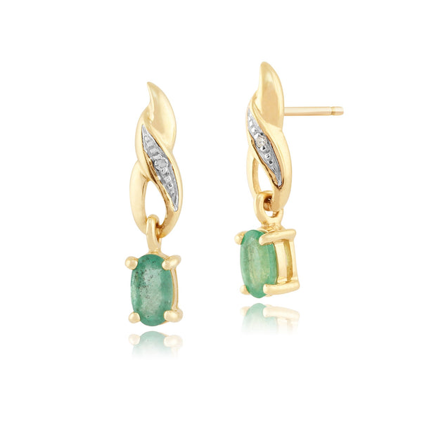 Classic Emerald & Diamond Drop Earrings Image 1