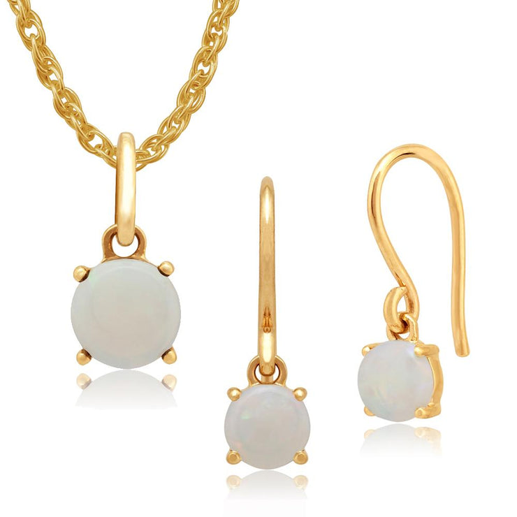Classic Opal Fish Hook Drop Earrings & Pendant Set Image 1
