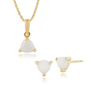Classic Triangle Opal Stud Earrings & Pendant Set Image 1