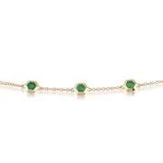 Geometric Emerald Hexagon Three Stone Bracelet Image 1