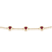 Geometric Ruby Hexagon Three Stone Bracelet Image 1