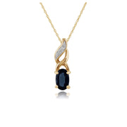 Classic Sapphire & Diamond Pendant on Chain Image 1