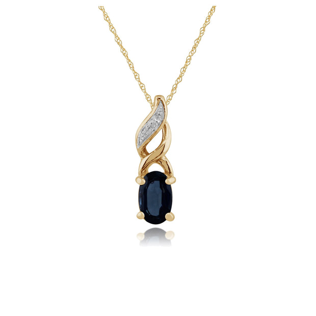 Classic Sapphire & Diamond Pendant on Chain Image 1