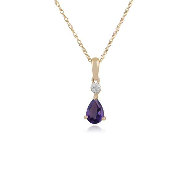Classic Amethyst & Diamond Stud Earrings & Pendant Set Image 3