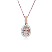 Classic Morganite & Diamond Halo Stud Earrings & Pendant Image 3