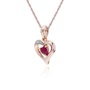 Classic Ruby & Diamond Heart Pendant Image 2