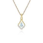 Classic Aquamarine & Diamond Leaf Drop Earrings & Pendant Set Image 3