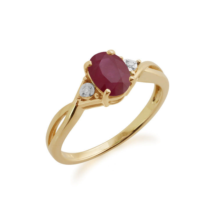 Gemondo 9ct Yellow Gold 1.06ct Ruby & Diamond Ring Image 1