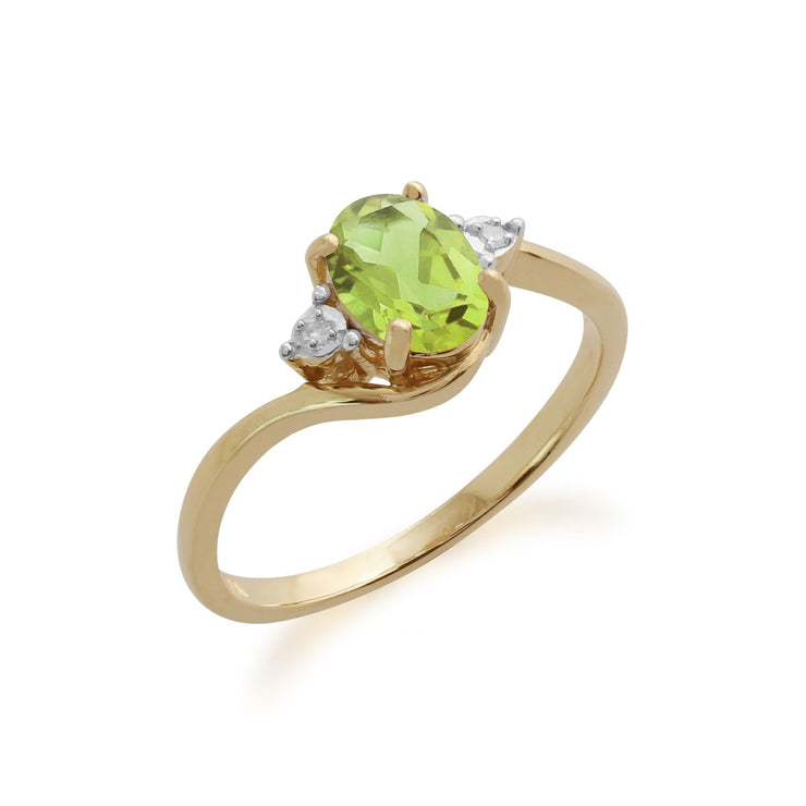 Gemondo 9ct Yellow Gold 0.86ct Peridot & Diamond Ring Image 1