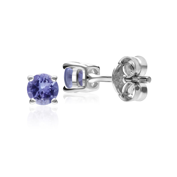 Classic Round Tanzanite Stud Earrings in 9ct White Gold 3.5mm