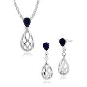 Classic Sapphire Drop Earrings & Pendant Set Image 1