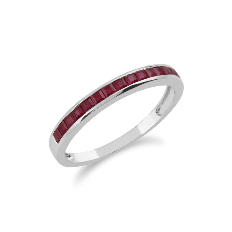 Gemondo 9ct White Gold 0.46ct Ruby Half Eternity Ring Image 2