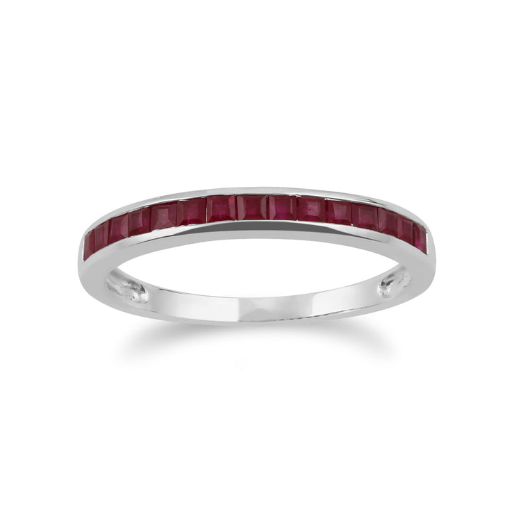 Gemondo 9ct White Gold 0.46ct Ruby Half Eternity Ring Image 1