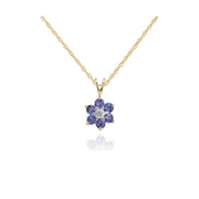 Floral Tanzanite & Diamond Cluster Pendant Image 1