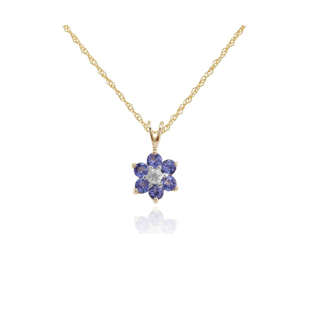 Floral Tanzanite & Diamond Cluster Pendant Image 1