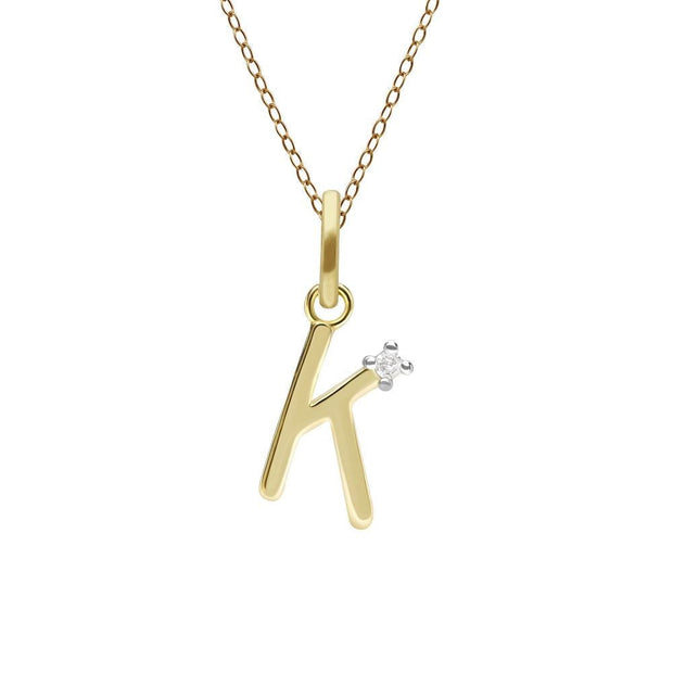 Initial Diamond Letter Necklace In 9ct Yellow Gold