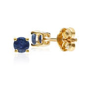 Classic Round Blue Sapphire Stud Earrings in 9ct Yellow Gold 3.5mm