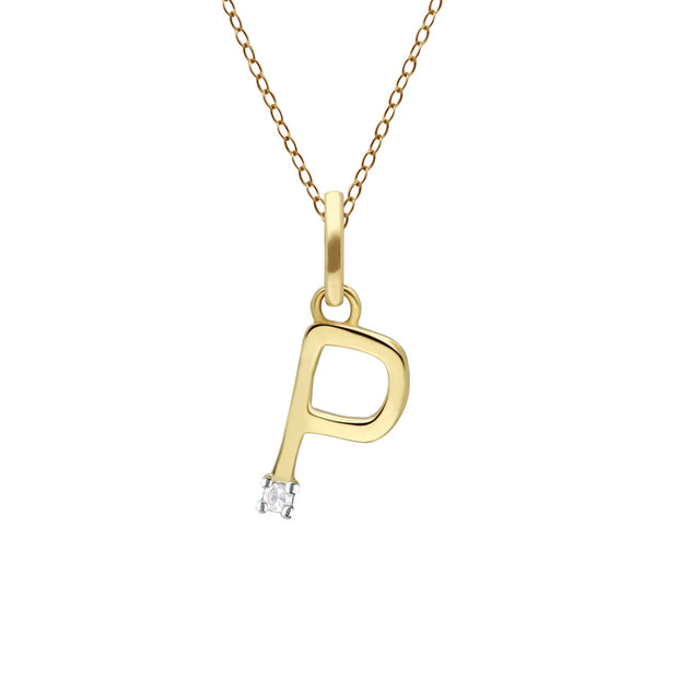 Initial Diamond Letter Necklace In 9ct Yellow Gold