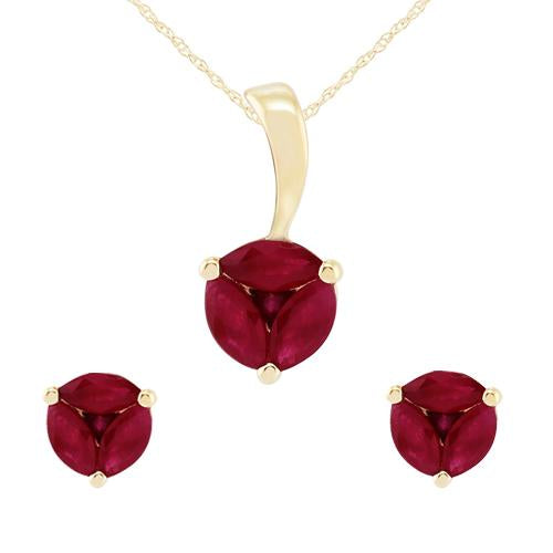 Classic Ruby Stud Earrings & Pendant Set Image 1