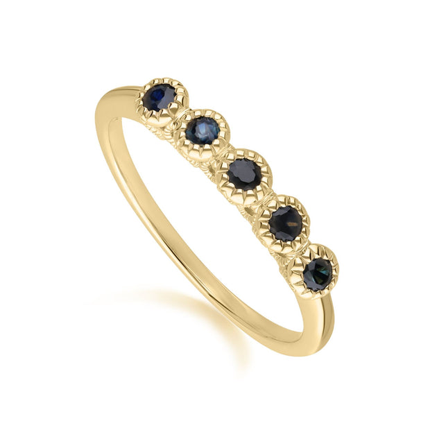 Classic Round Sapphire Five Stone Eternity Ring in 9ct Yellow Gold