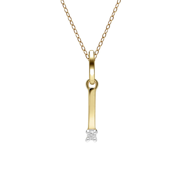 Initial Diamond Letter Necklace In 9ct Yellow Gold
