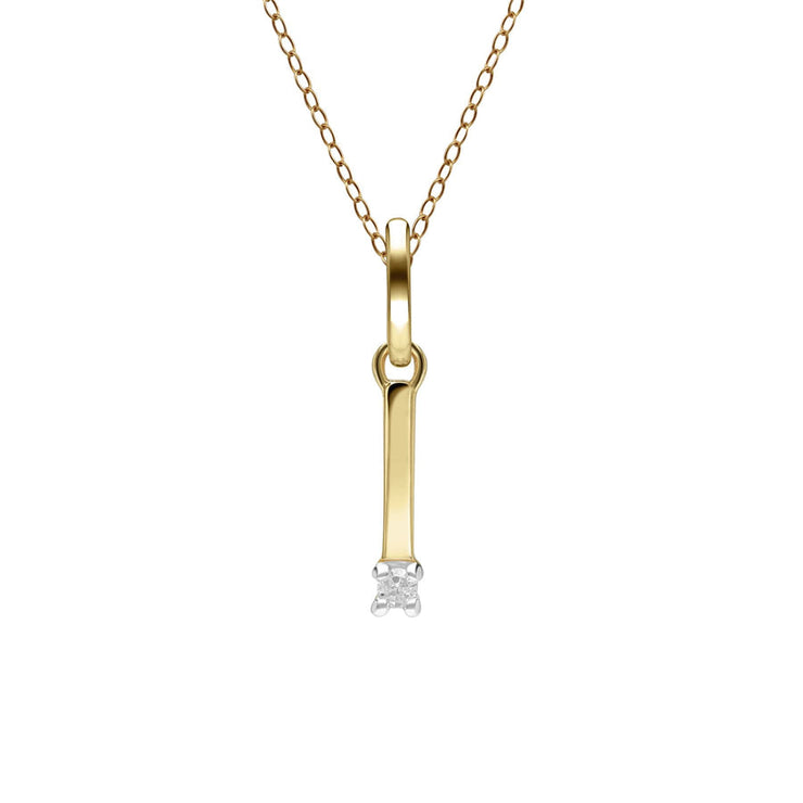 Initial Diamond Letter Necklace In 9ct Yellow Gold