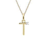 Initial Diamond Letter Necklace In 9ct Yellow Gold