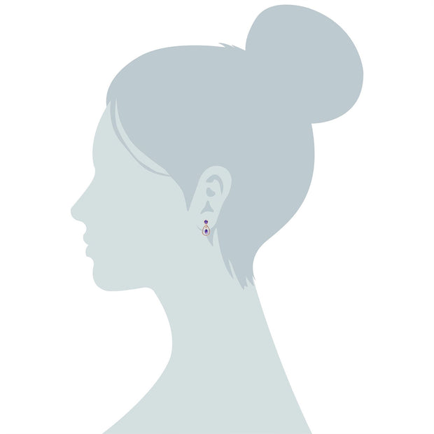 Classic Pear Cut Amethyst Drop Earrings in 9ct Rose Gold