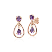 Classic Pear Cut Amethyst Drop Earrings in 9ct Rose Gold