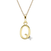 Initial Diamond Letter Necklace In 9ct Yellow Gold