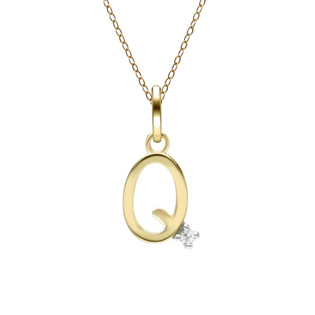 Initial Diamond Letter Necklace In 9ct Yellow Gold