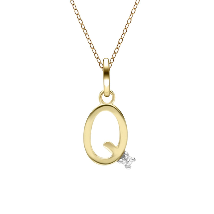 Initial Diamond Letter Necklace In 9ct Yellow Gold