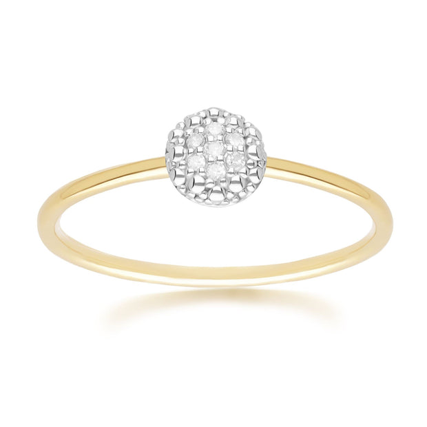Diamond Pave Round Ring in 9ct Yellow Gold