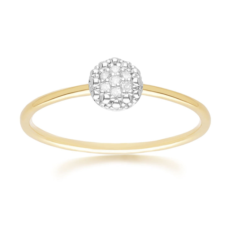 Diamond Pave Round Ring in 9ct Yellow Gold