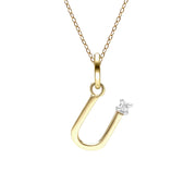 Initial Diamond Letter Necklace In 9ct Yellow Gold