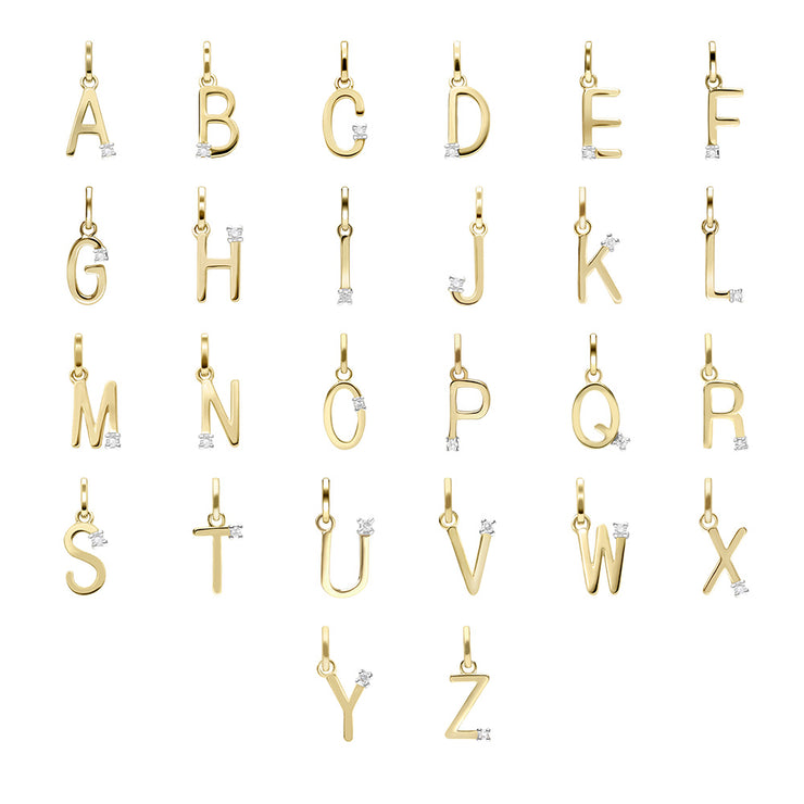 Initial Diamond Letter Necklace In 9ct Yellow Gold