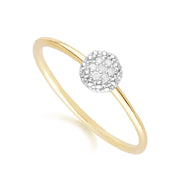 Diamond Pave Round Ring in 9ct Yellow Gold