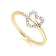 Diamond Love Heart Ring in 9ct Yellow Gold