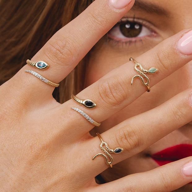 ECFEW™ Sapphire Winding Snake Ring in 9ct Yellow Gold