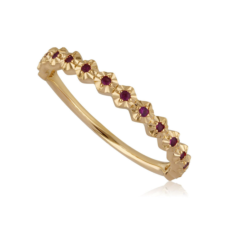 18ct Yellow Gold 0.09ct Ruby Band Ring