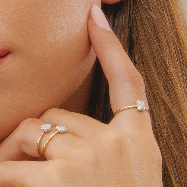 Diamond Pave Round Ring in 9ct Yellow Gold