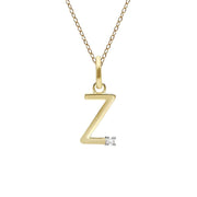 Initial Diamond Letter Necklace In 9ct Yellow Gold
