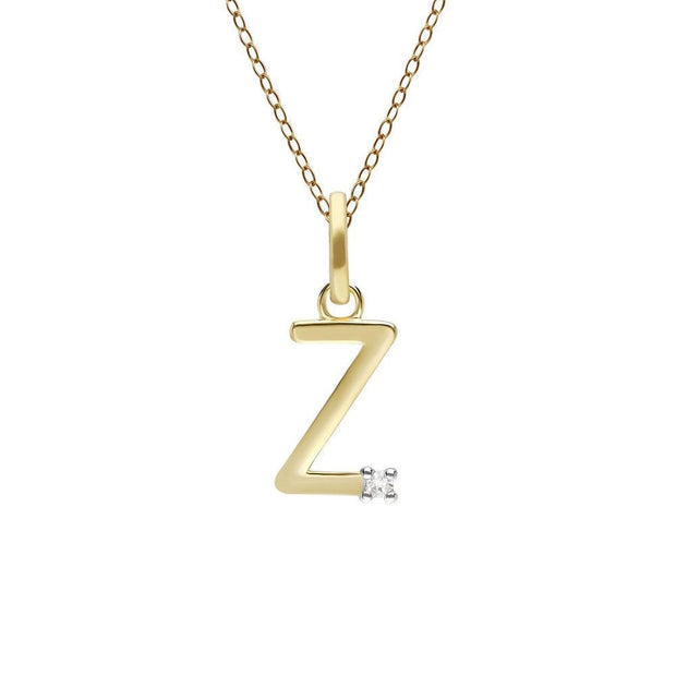 Initial Diamond Letter Necklace In 9ct Yellow Gold