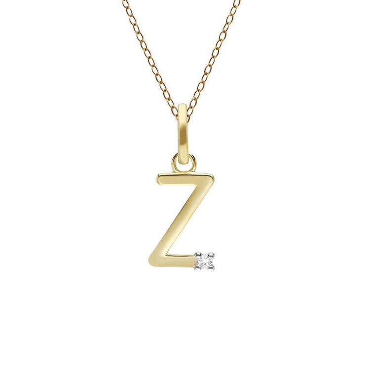 Initial Diamond Letter Necklace In 9ct Yellow Gold