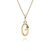 Initial Emerald Letter Necklace In 9ct Yellow Gold
