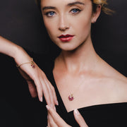 Classic Marquise Ruby Heart Charm Bracelet in 9ct Yellow Gold